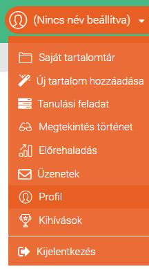 Testreszabás A megerősítés és belépés befejezése után célszerű a felhasználói profilt beállítani.