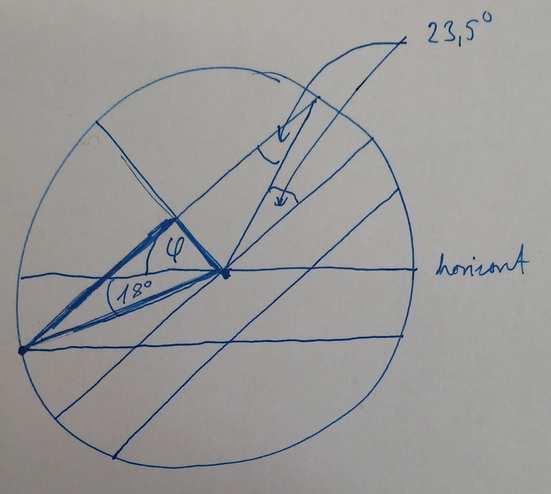 Innen: T = 0,38 (6) Ezt átszámolhatjuk négyzetfokba is egy180 2 /π 2 szorzóval. Így a gömbháromszög területe 1248,48 négyzetfok. B2. feladat Az 1.