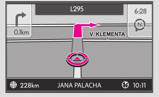 A közbenső úti cél megadásakor egy megfelelő navigációs utasítás lesz hallható. Néhány másodperc múlva megújul az úti célra vezetés. Ezután ismét megadható egy új közbenső úti cél.