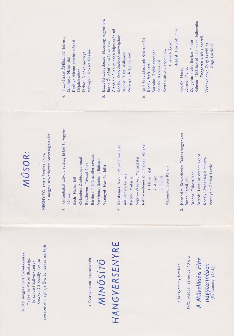 11 A kórus műsort adott a nemzetközi nőnap alkalmából is. Jászapátin 1971.