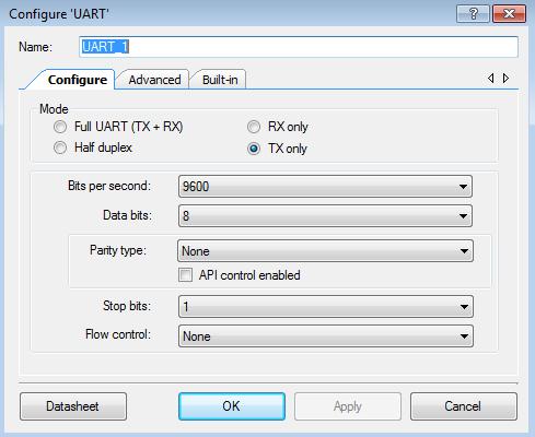 Az UART modul konfigurálása Ezútal csak egyirányú