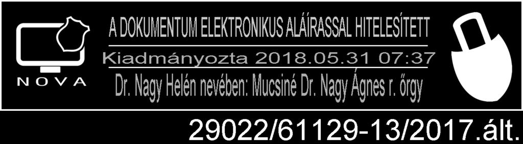 június 1. Érvényessége: 2018. június 1. napjától visszavonásig Dr. Nagy Helén r.