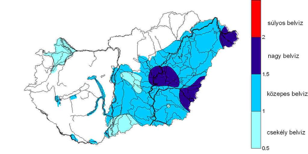Belvíz-elrejelzés A következ napokban-hetekben a belvízi elöntés nagysága országos viszonylatban valószínleg nem fog lényegesen változni.