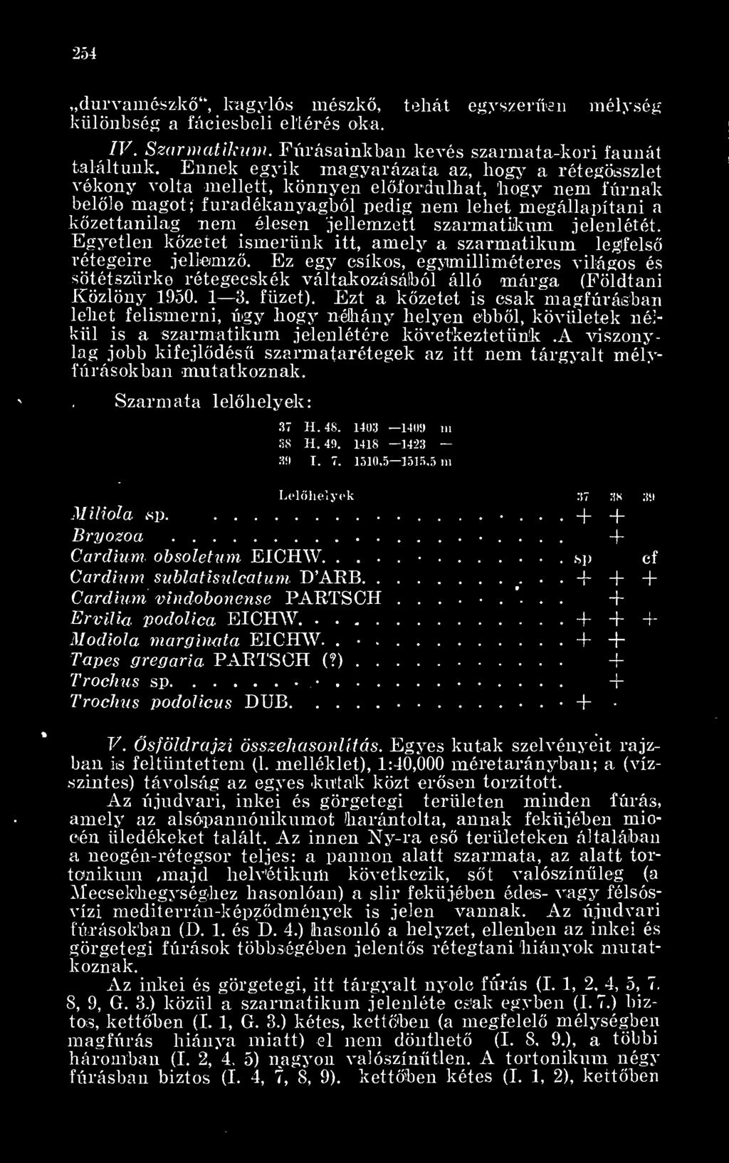 jellemzett szarmatikum jelenlétét. Egyetlen kzetet ismerünk itt, amely a szarmatikum legfels rétegeire jellemz.
