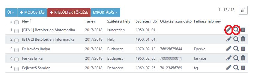 minden alkalmazott esetén látható a Munkaügyi adatok fül.