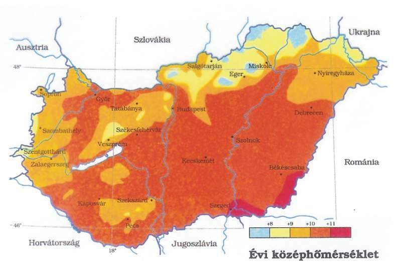 Hımérsékletet jellemezzük az évi