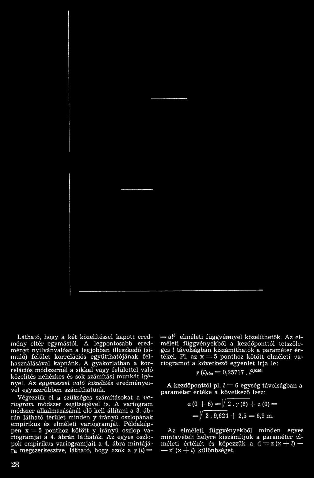 A variogram módszer alkalmazásánál elő kell állítani a 3. ábrán látható terület minden у irányú oszlopának empirikus és elméleti variogramját.