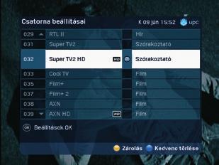 Nyomja meg a [zöld színű] gombot a beállítási képernyő eléréséhez, majd válassza ki a Kedvencek pontot és végül nyomja meg az gombot.