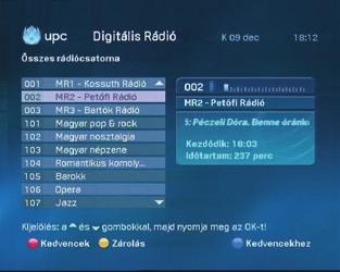Összes rádiócsatorna Ebben a menüpontban a kívánt rádióállomásokat tudja beállítani, lezárni, vagy akár saját listát is készíthet kedvenceiből.