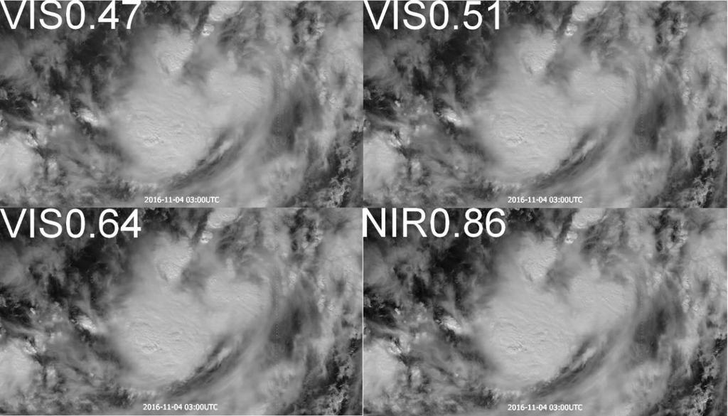 kevés a különbség. Mind a négy képen, a kép közepén egy optikailag vastag felhő helyezkedik el. 5.4.