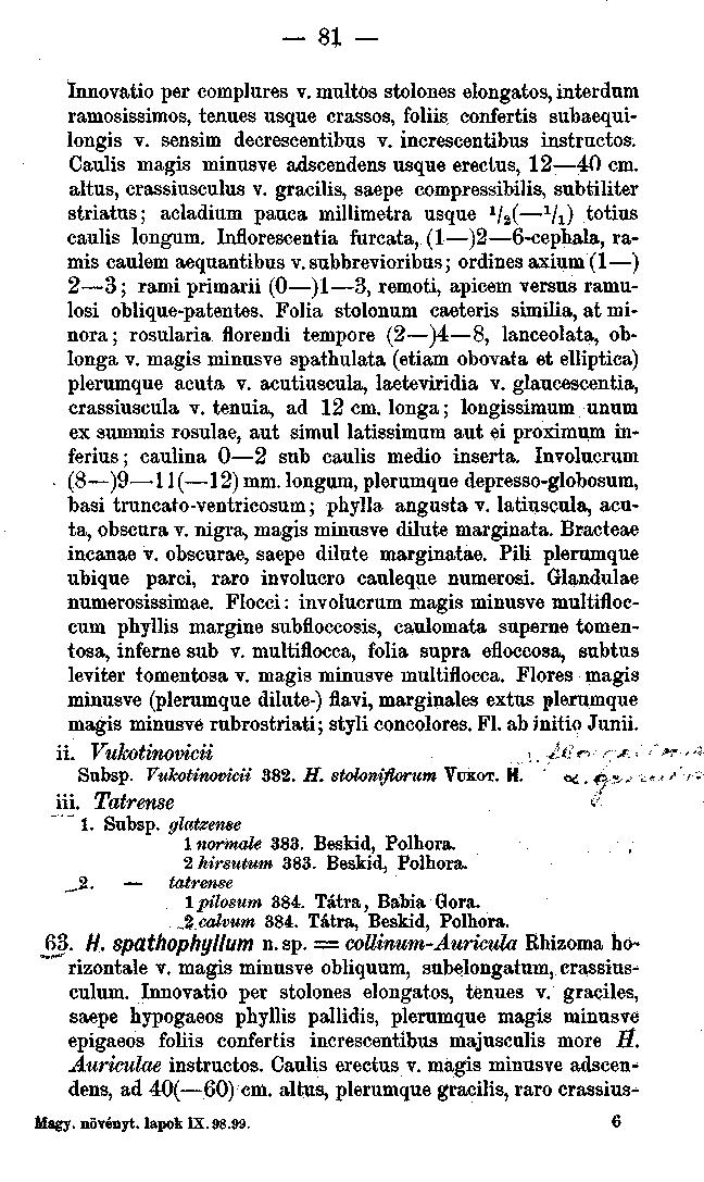 - 81 - Innovatio per complures v. multös stolones elongatos, interdum ramosissimos, tenues usque crassos, foliis confertis subaequilongis v. sensim decrescentibus v. increscentibus instructos.