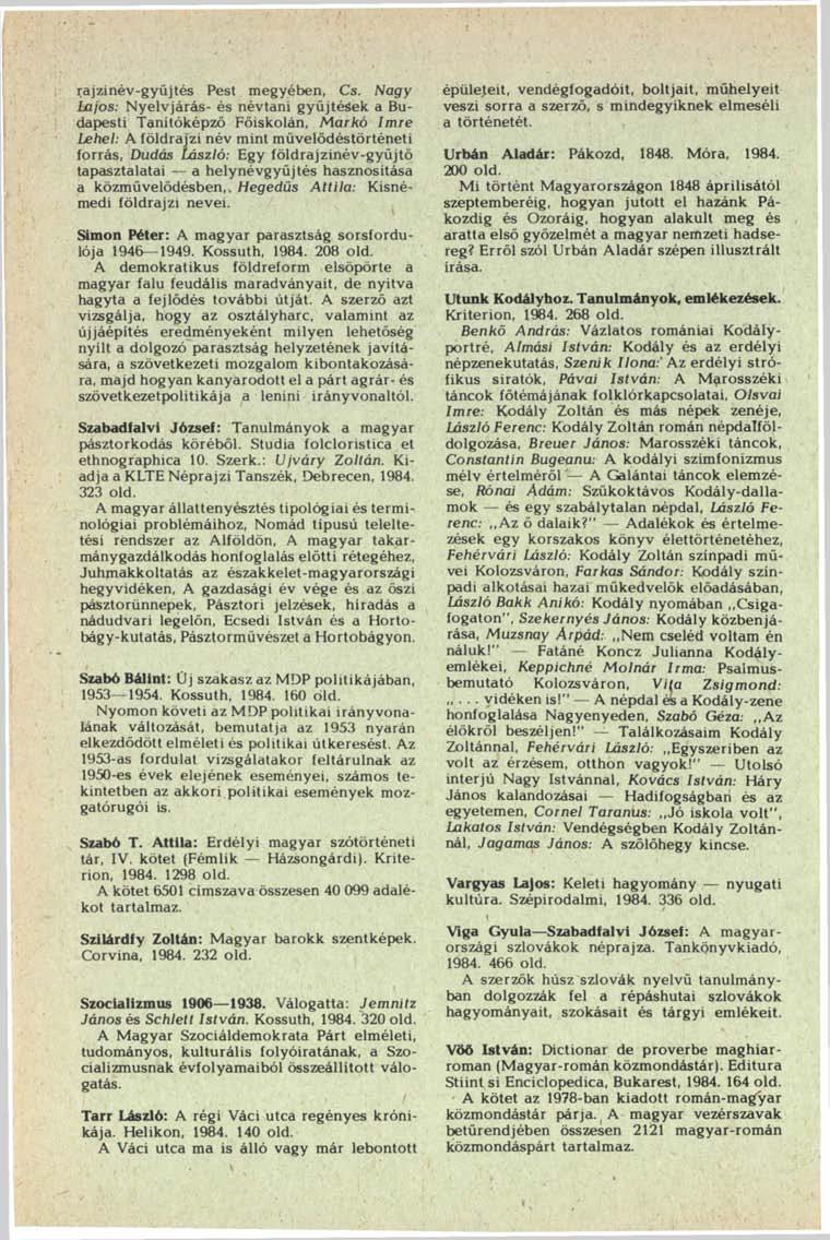 rajzinév-gyűjtés Pest megyében, Cs.