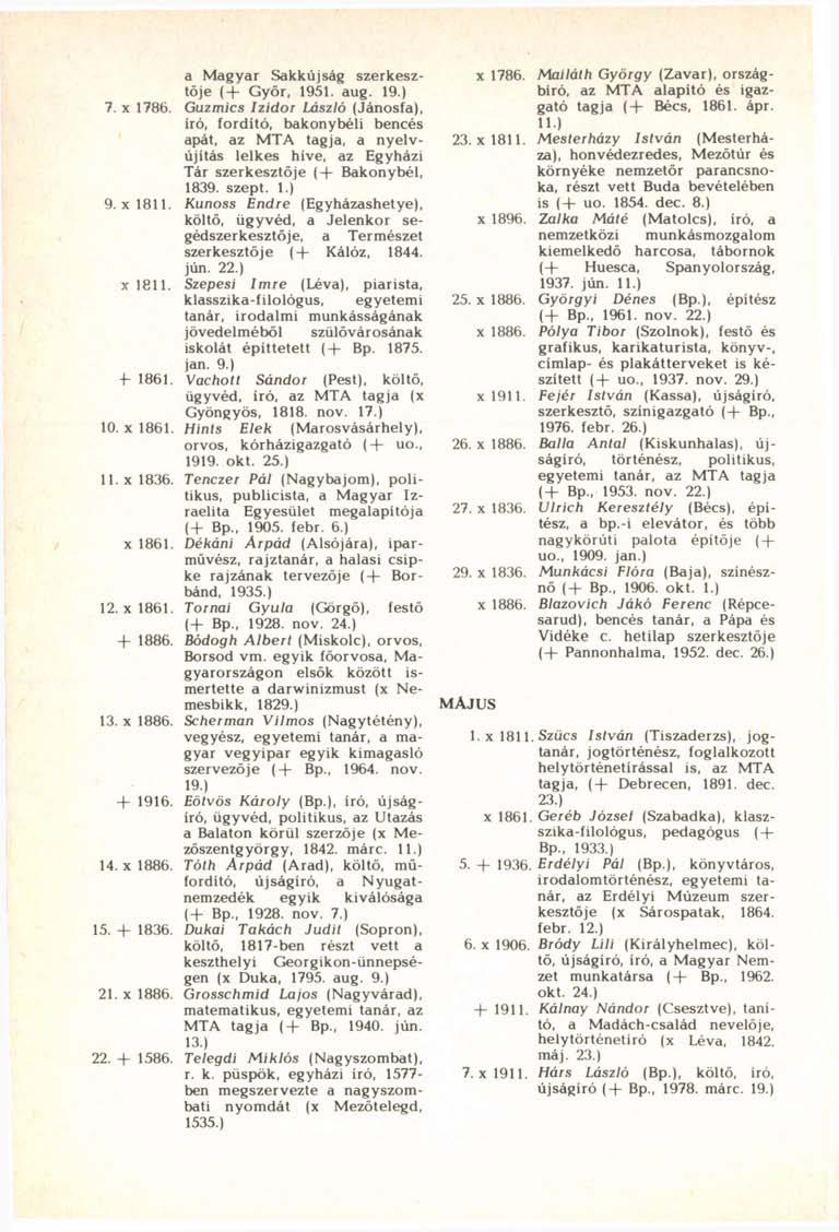 a Magyar Sakkújság szerkesztője ( + Győr, 1951. aug. 19.) 7. x 1786.
