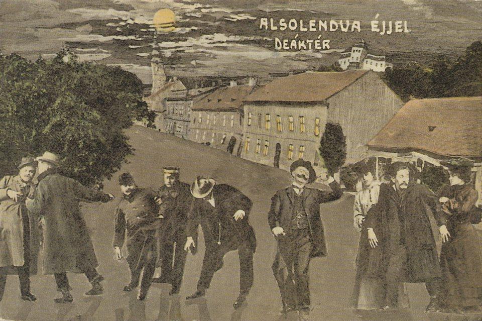 A jókedvű lendvaiak az egykori Deák téren (forrás: Balkányi Ernő Nyomdája) 14.