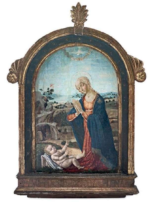 1) Ismeretlen firenzei festő: Mária imádja Gyermekét, 1480