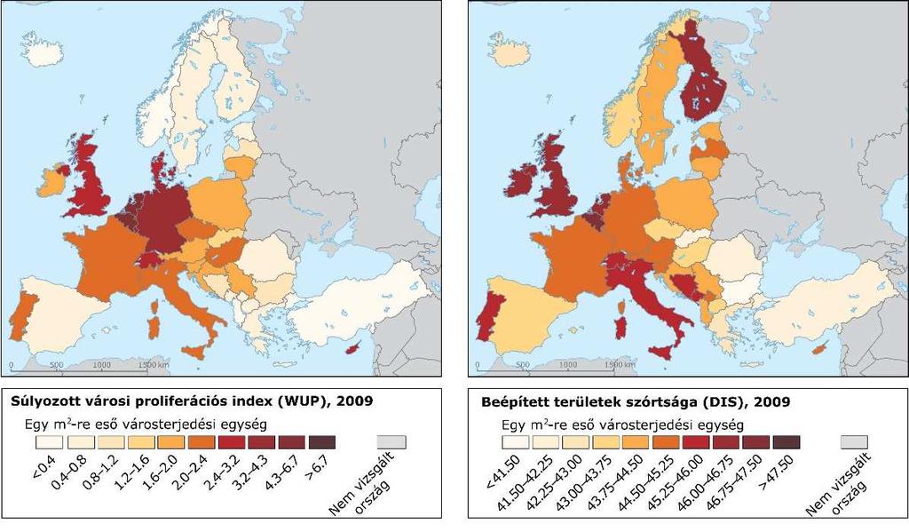 M10. A városi szétterülés mértéke az európai országokban
