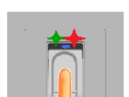 A Felhasználók feloldása (Indexvezérelt mód) Húzza végig a MESTER ujjat az érzékelőn. A piros és a zöld LED rövid időre felvillan.