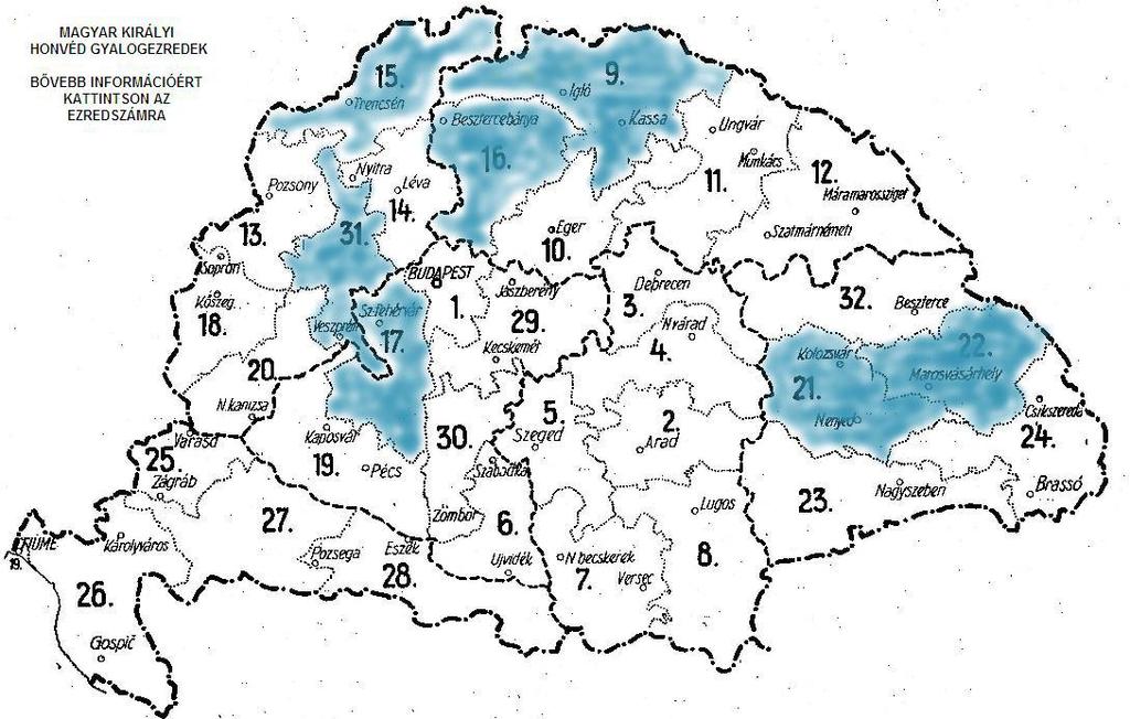 gyalogezred 4 27 tábori vadászzászlóalj 18 Magyar királyi honvédség 31