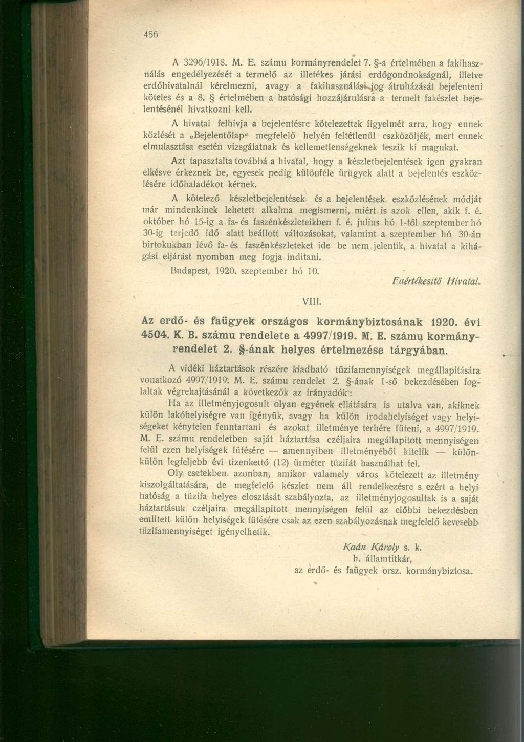 A 3296/1918. M. E. számú kormányrendelet 7.