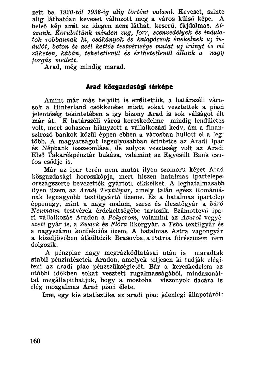 zett be. 1920-tól 1936-ig alig történt valami. Keveset, szinte alig láthatóan keveset változott meg a város külső képe. A belső kép amit az idegen nemi láthat, keserű, fájdalmas. Alszunk.