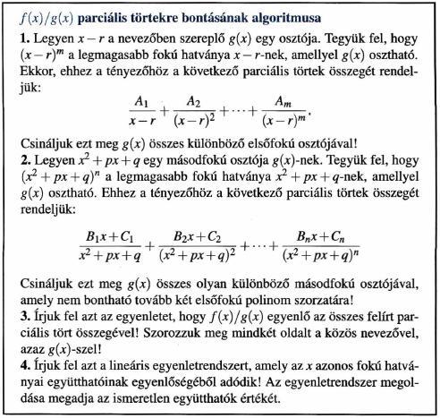 11. Integrálási technikák parciális integrálás, parciális