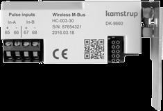 9.8 Vezeték nélküli M-Bus + impulzusbemenetek HC-003-30 típus* A vezeték nélküli M-Bus modult úgy tervezték, hogy része legyen a Kamstrup kézi Wireless M-Bus kiolvasó rendszernek, amely a 868