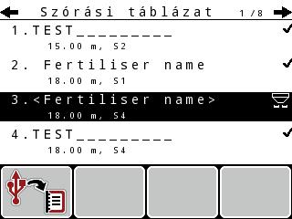 4 Kezelés QUANTRON-A 4.6.11 Szórási táblázat Ebben a menüben lehet a Szórási táblázatokat létrehozni és használni.