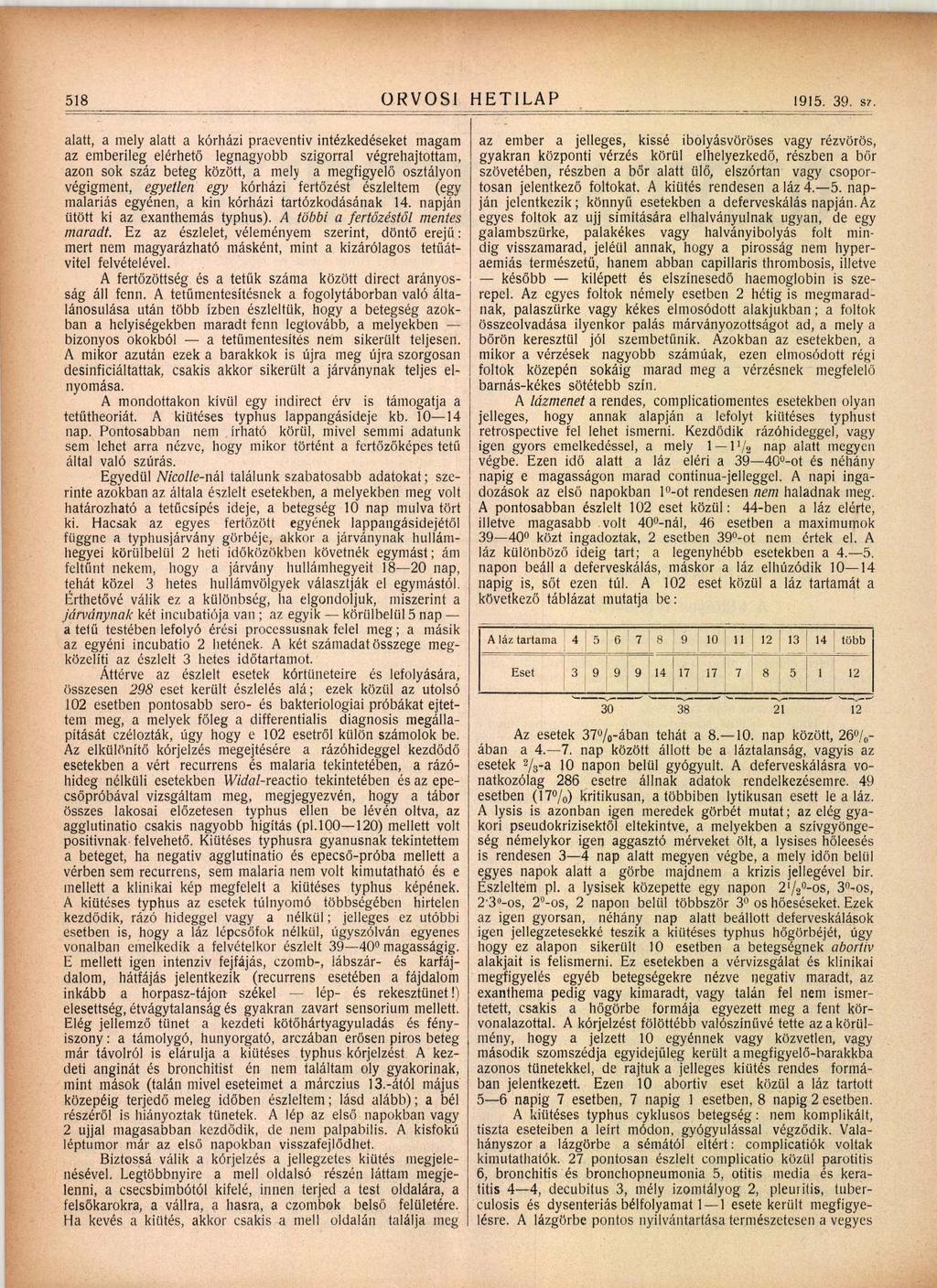 518 ORVOSI HETILAP 1915. 39. 87.