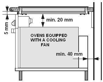Az üvegkerámia főzőlapot 25 és 40 mm közötti vastagságú munkalapba kell beépíteni. Az alsó konyhaszekrényben nem lehet fiók.