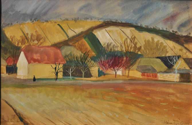 tétel KÁROLYI ERNŐ ( 1923-2016 ) Dombos táj 40 x 27 cm