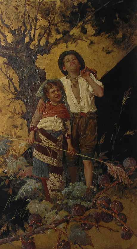 tétel RAFFAELE ARMENISE ( 1852-1925 ) Testvérek 18 x 32 cm Olaj, karton Jelezve