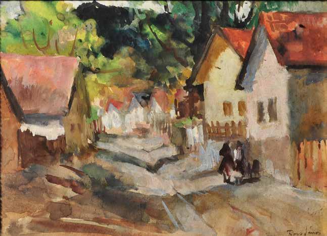 1. tétel ROZS JÁNOS (1901-1987) Visegrád 25 x 35 cm Tempera,