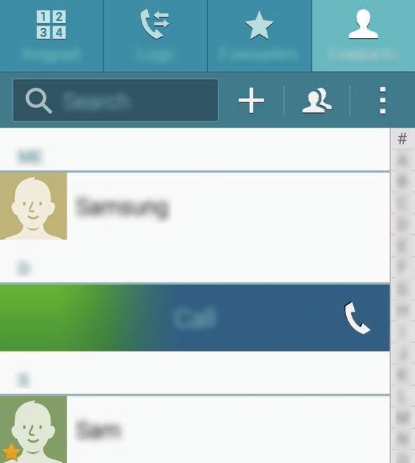 Telefon és névjegyek Hívások kezdeményezése hívásnaplókból vagy névjegylistákból Érintse meg a Naplók vagy a Névjegyzék lehetőséget, és simítson jobbra a hívni kívánt