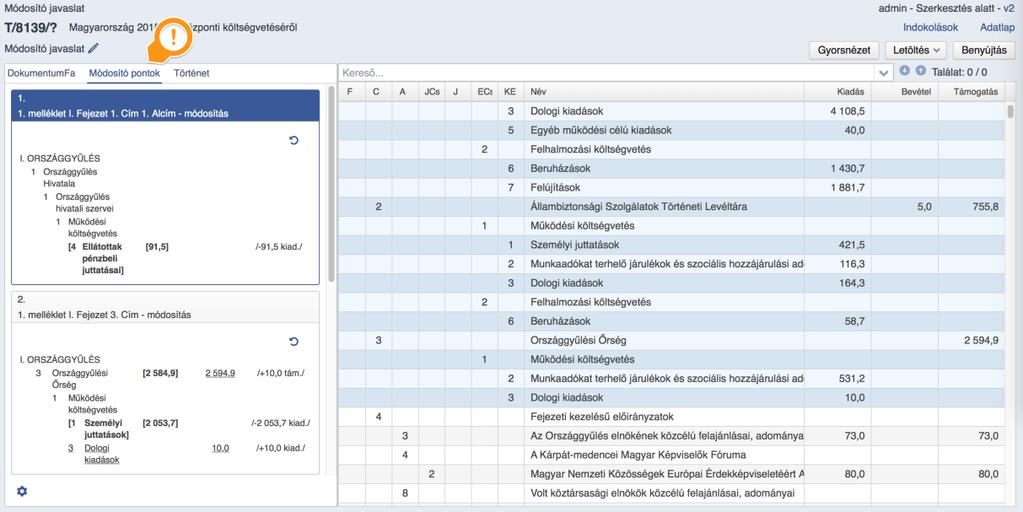 Az egyes módosítópontokban rögzített szándékok a módosítópont ablakának jobb felső részében található gombbal visszavonhatók. 3.6. MÓDOSÍTÓPONTOK GENERÁLT ADATAINAK MANUÁLIS SZERKESZTÉSE 3.6.1.