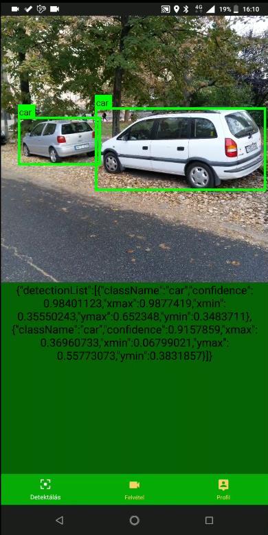 ábra képei mutatják az objektum detektáló képernyőt.