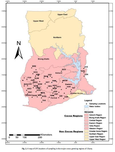 Talajok szennyezettsége Ghana, kakaóültetvény, 4 permetezés (Augusztus, Szeptember, Október,