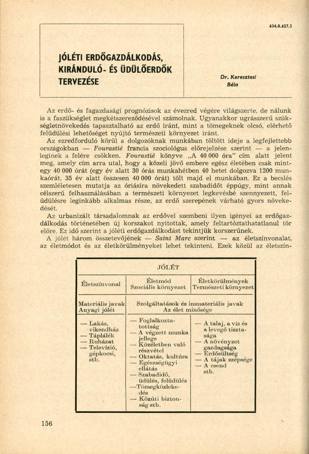 634.0.627.3 JÓLÉTI ERDŐGAZDÁLKODÁS, KIRÁNDULÓ- ÉS ÜDÜLŐERDŐK TERVEZÉSE Dr.