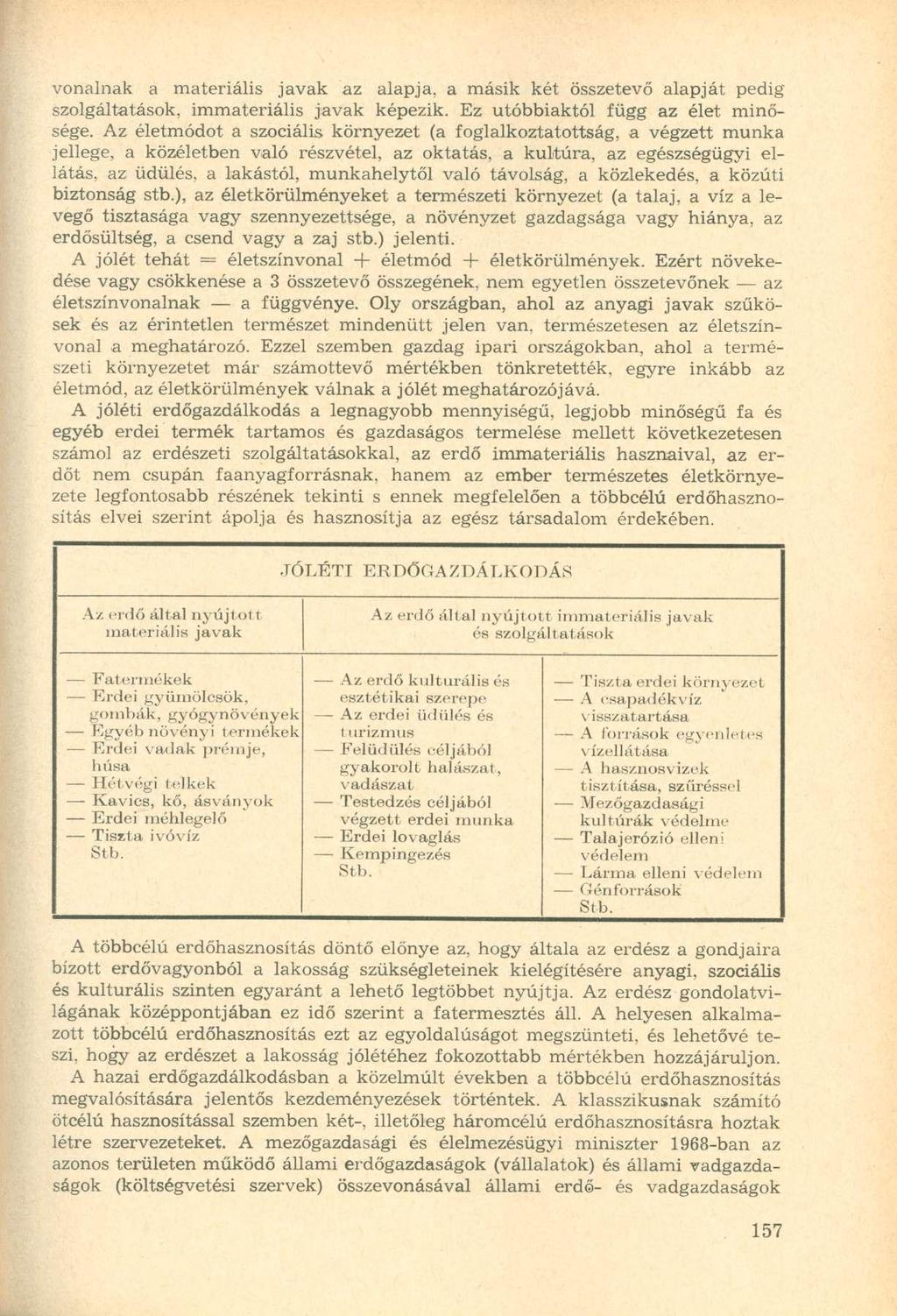 vonalnak a materiális javak az alapja, a másik két összetevő alapját pedig szolgáltatások, immateriális javak képezik. Ez utóbbiaktól függ az élet minősége.