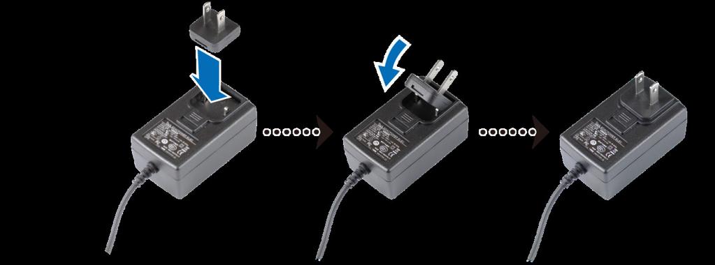 A DiskStation elindítása 1 Pattintsa rá a mellékelt dugóadaptert az AC tápfeszültség