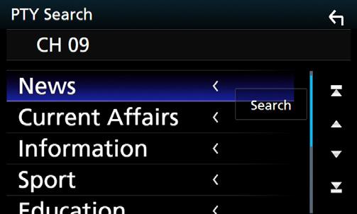 2 Válassza ki a program típusát a listából. 3 Érintse meg a [Search] gombot.
