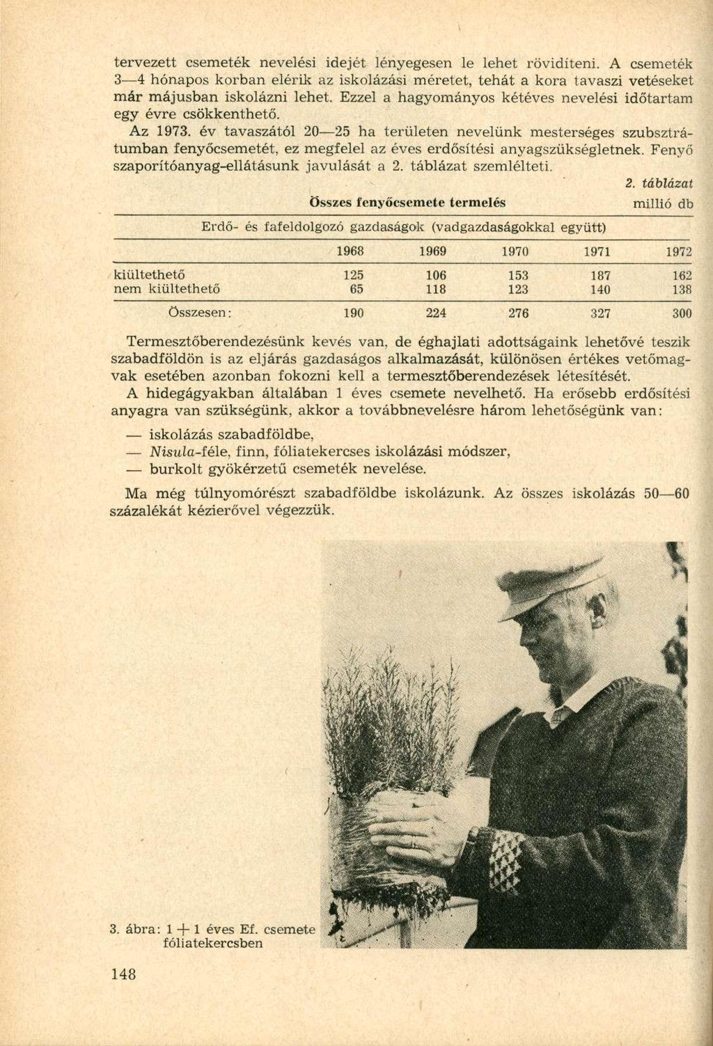 tervezett csemeték nevelési idejét lényegesen le lehet rövidíteni. A csemeték 3 4 hónapos korban elérik az iskolázási méretet, tehát a kora tavaszi vetéseket már májusban iskolázni lehet.