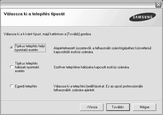 1 Nyomtatószoftver telepítése Windows használata esetén A fejezet tartalma: A nyomtatószoftver telepítése A nyomtatószoftver újratelepítése A nyomtatószoftver eltávolítása Tipikus telepítés A legtöbb