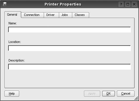 A nyomtatóbeállítások megadása A Printers configuration panel tulajdonságablakában módosíthatja a készülék nyomtatóként való használatához tartozó tulajdonságokat.