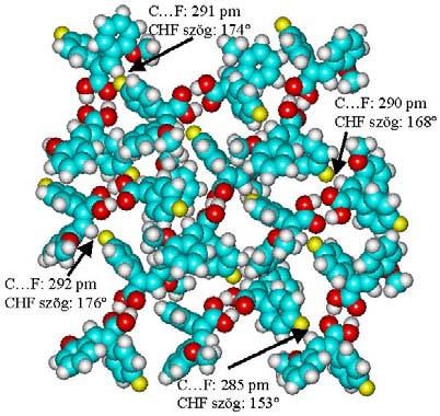 ábra Az E-2-(4'-F-fenil)-3-(2'-metoxifenil)-propénsav molekula A fahéjsavszármazékok kristályos állapotban ténylegesen ilyen síkokból állnak.