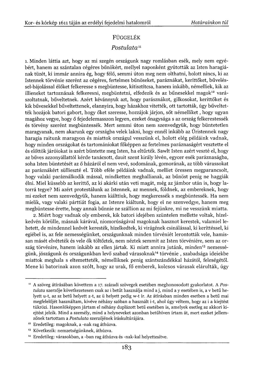 FÜGGELÉK Postulata 11 1.