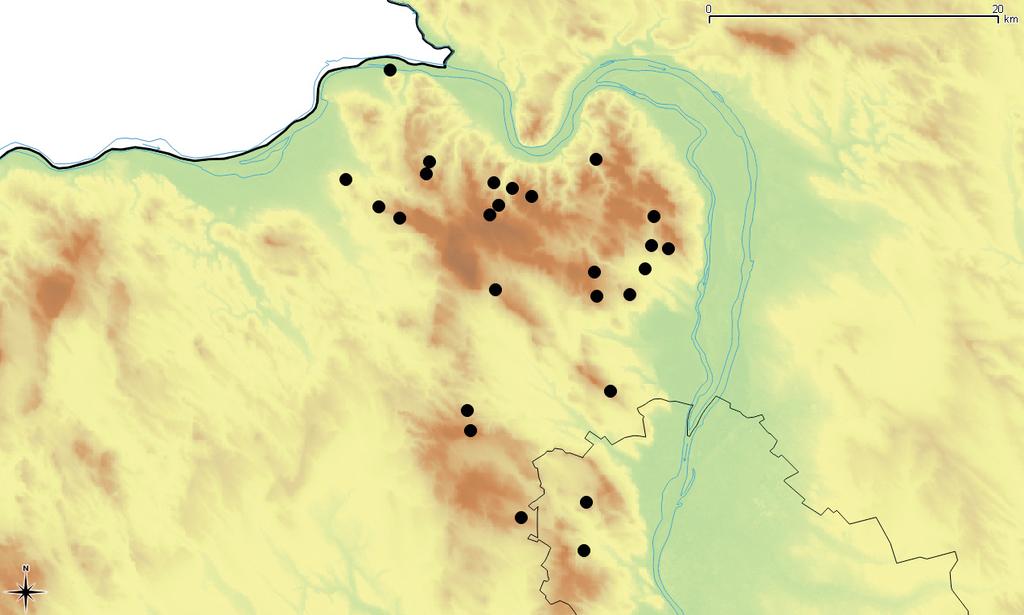 THE LICHEN COLLECTION OF ANDRÁS HORÁNSZKY 225 Fig. 3. Lichen collecting localities of András Horánszky in the Pilis Visegrád Mts. C. magyarica, C.