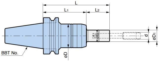 [14] [15] BIG-DAISHOVA BBT40-MGT12-75 Menetfúró tartó típusa MGT12-d- 30 Menetfúró átmérője (d) M6