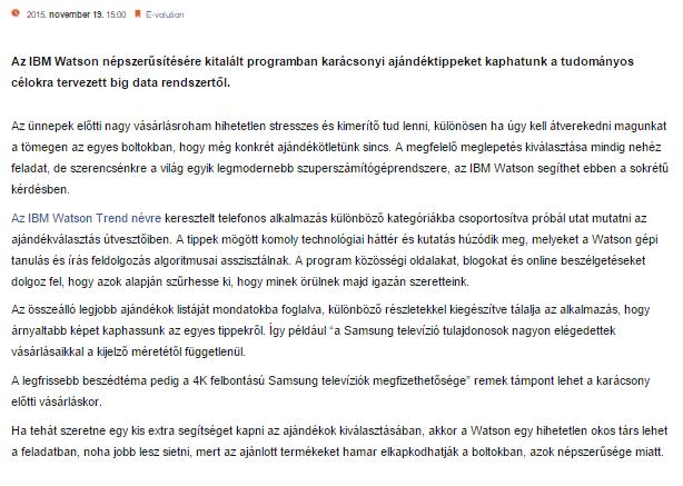 Karácsonyi ajándékötletek az IBM Big Datájától forrás: