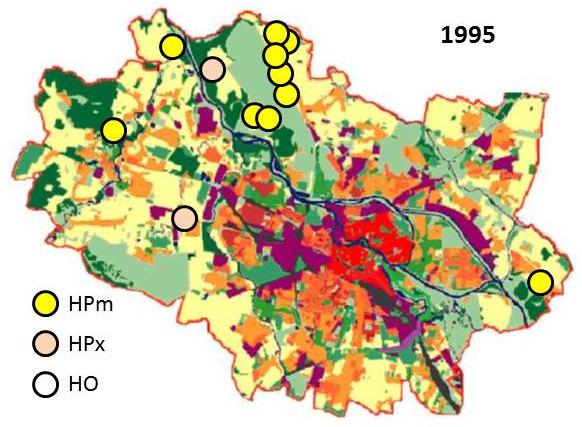 G. Kopij 111 Figure 1. Distribution of White Stork nests in the city of Wrocław in 1995.