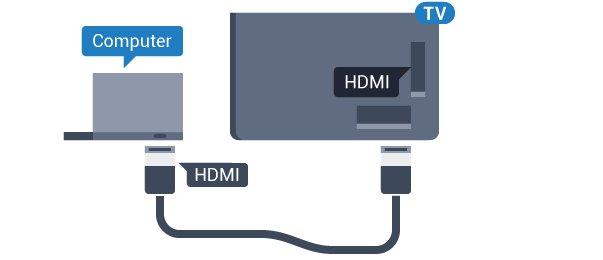 A TV-készüléket a számítógéphez csatlakoztatva számítógép-monitorként is használhatja azt. HDMI csatlakozással A számítógépet HDMI kábellel csatlakoztassa a TVkészülékhez.